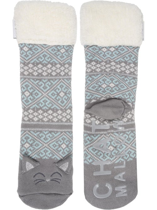 Chaussettes d'intérieur maille jacquard, picots antidérapants femme isotoner - Kiabi Chaussettes d'intérieur maille jacquard, picots antidérapants femme isotoner - Kiabi