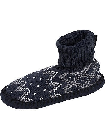 Chaussettes d'intérieur maille jacquard, picots antidérapants homme isotoner
