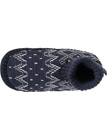Chaussettes d'intérieur maille jacquard, picots antidérapants homme isotoner