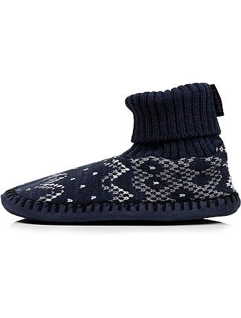 Chaussettes d'intérieur maille jacquard, picots antidérapants homme isotoner