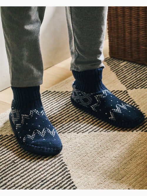 Chaussettes d'intérieur maille jacquard, picots antidérapants homme isotoner - Kiabi