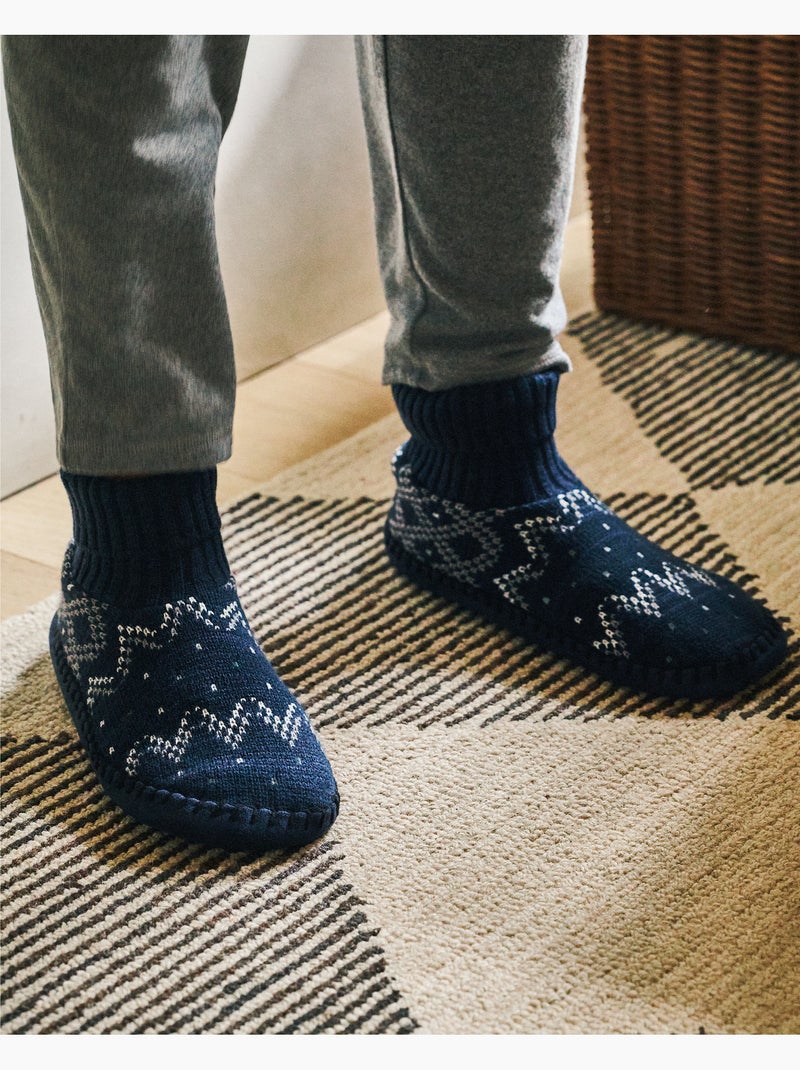 Chaussettes d'intérieur maille jacquard, picots antidérapants homme isotoner Bleu marine - Kiabi