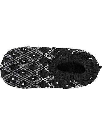Chaussettes d'intérieur maille jacquard, picots antidérapants homme isotoner