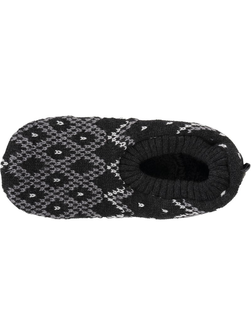 Chaussettes d'intérieur maille jacquard, picots antidérapants homme isotoner Gris Blanc - Kiabi