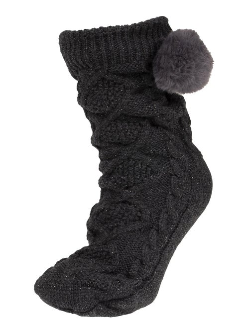 Chaussettes d'intérieur Maille lurex torsadée - Picots antidérapants femme Isotoner - Kiabi