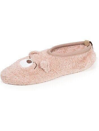 Chaussettes d'intérieur maille peluche, picots antidérapants femme Isotoner