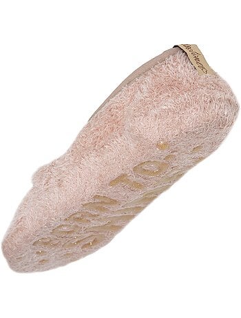 Chaussettes d'intérieur maille peluche, picots antidérapants femme Isotoner