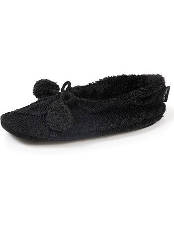 Chaussettes d'intérieur maille torsadée - fourrées, antidérapantes femme isotoner