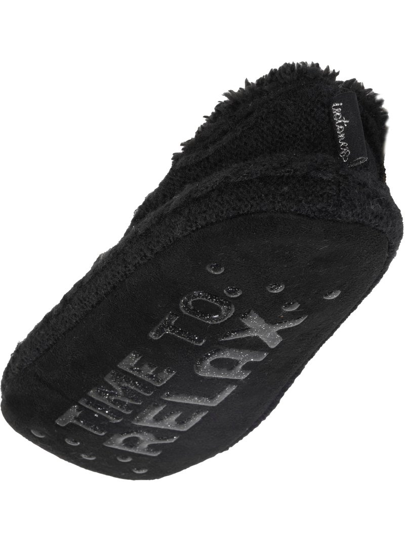Chaussettes d'intérieur maille torsadée - fourrées, antidérapantes femme isotoner Noir - Kiabi