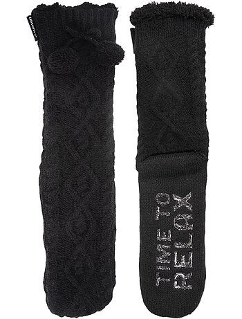 Chaussettes d'intérieur maille torsadée - fourrées, antidérapantes femme isotoner
