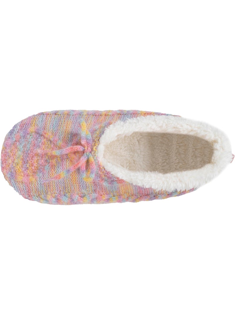 Chaussettes d'intérieur maille torsadée - fourrées, antidérapantes femme isotoner Rose/Jaune - Kiabi