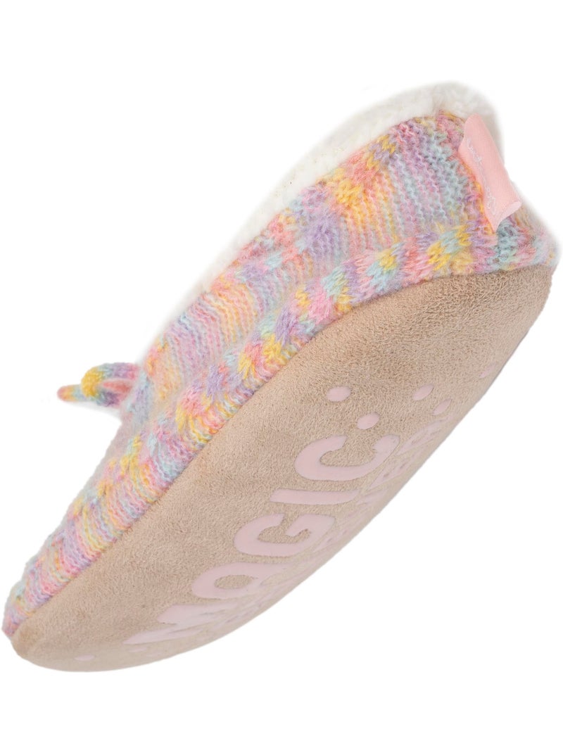Chaussettes d'intérieur maille torsadée - fourrées, antidérapantes femme isotoner Rose/Jaune - Kiabi