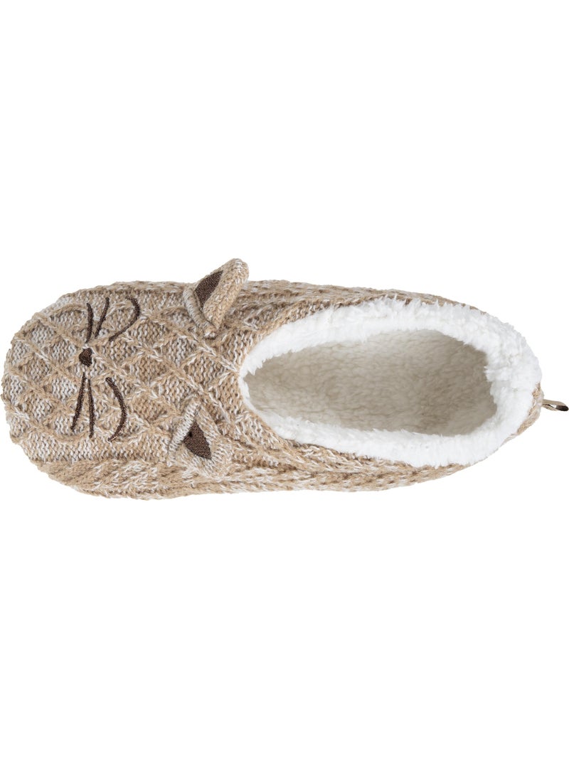 Chaussettes d'intérieur maille torsadée, picots antidérapants femme isotoner Beige chiné - Kiabi