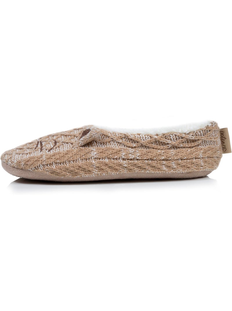 Chaussettes d'intérieur maille torsadée, picots antidérapants femme isotoner Beige chiné - Kiabi