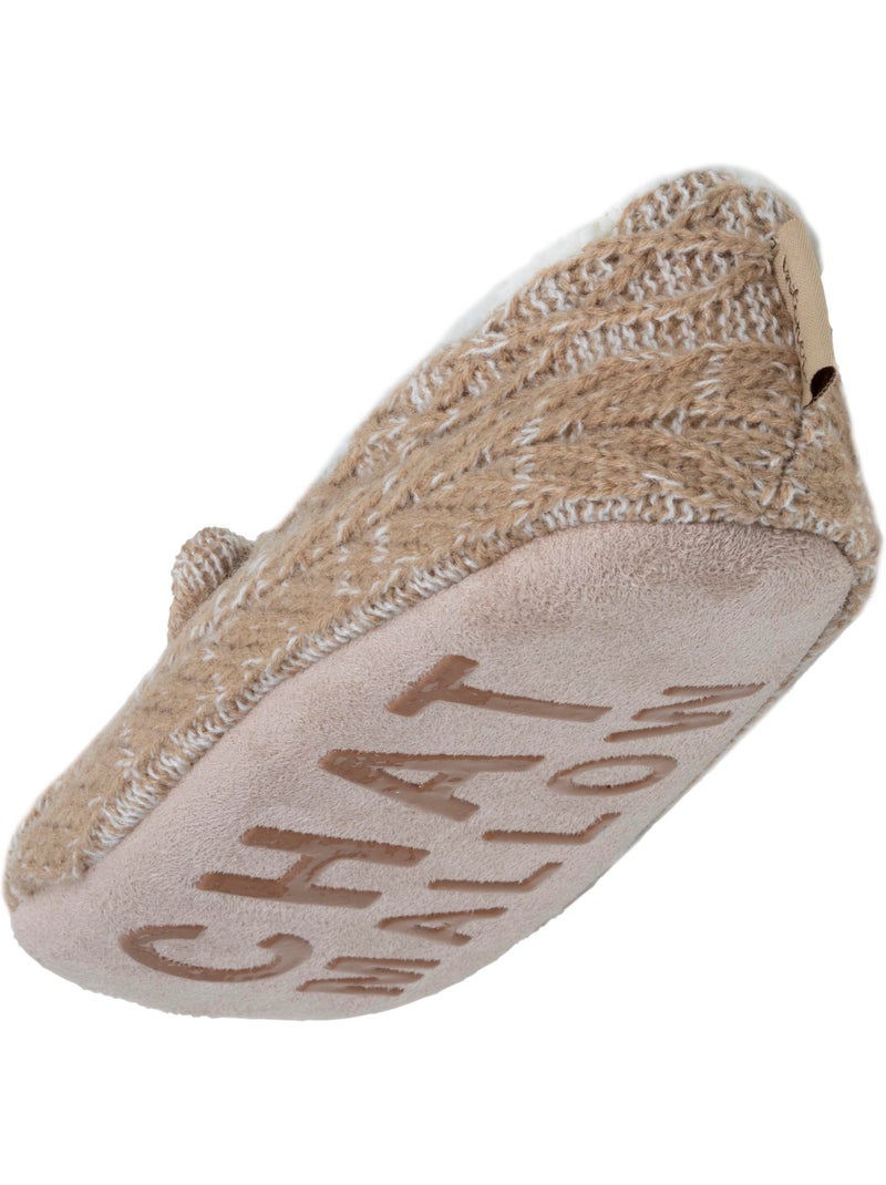Chaussettes d'intérieur maille torsadée, picots antidérapants femme isotoner Beige chiné - Kiabi