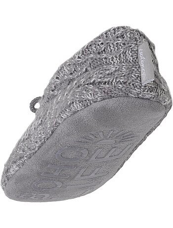 Chaussettes d'intérieur maille torsadée, picots antidérapants femme isotoner