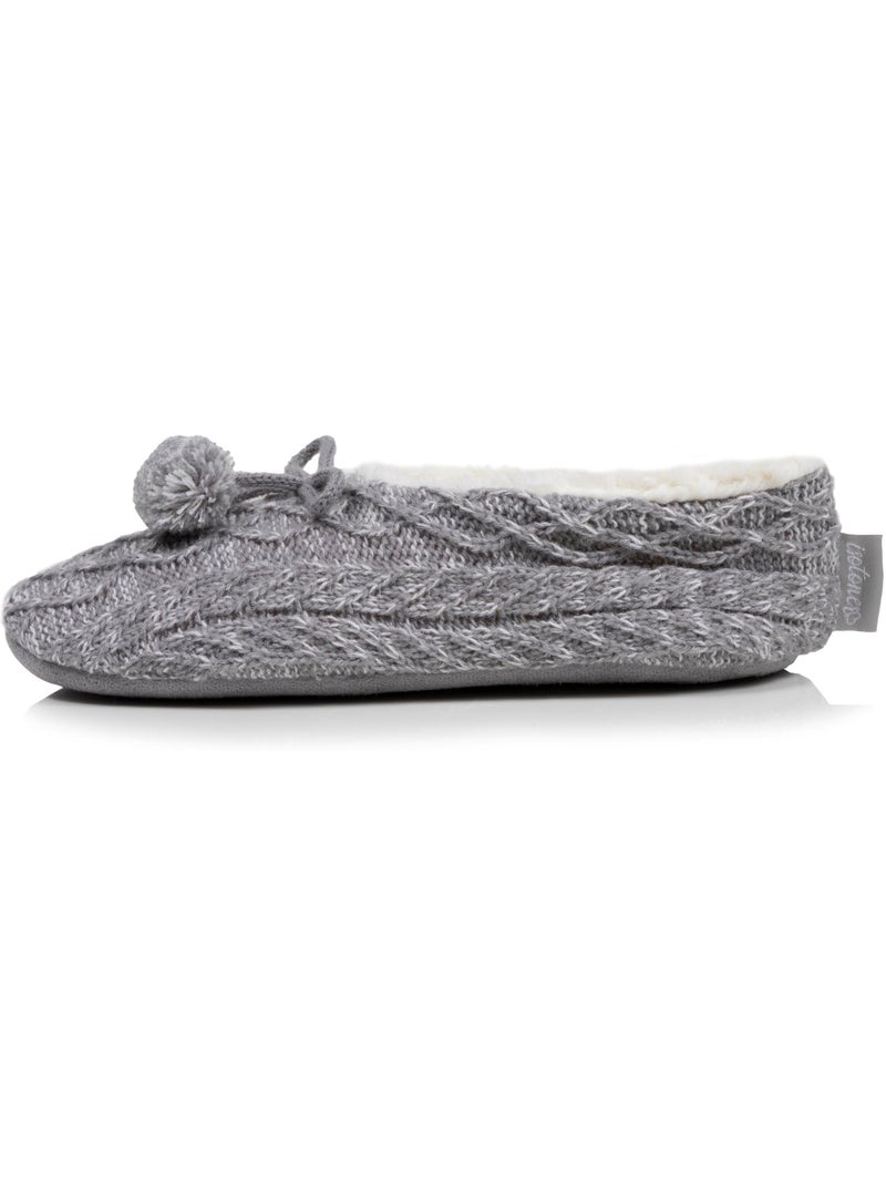 Chaussettes d'intérieur maille torsadée, picots antidérapants femme isotoner Gris chiné - Kiabi