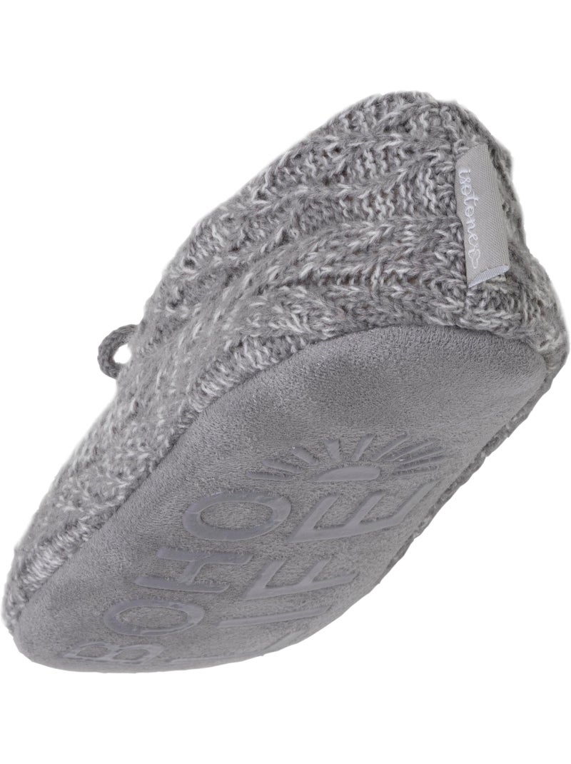 Chaussettes d'intérieur maille torsadée, picots antidérapants femme isotoner Gris chiné - Kiabi