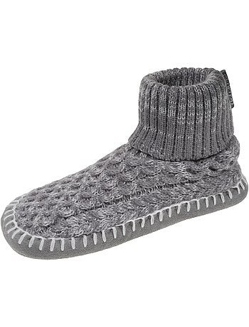 Chaussettes d'intérieur maille torsadée, picots antidérapants femme isotoner