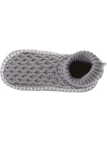 Chaussettes d'intérieur maille torsadée, picots antidérapants femme isotoner