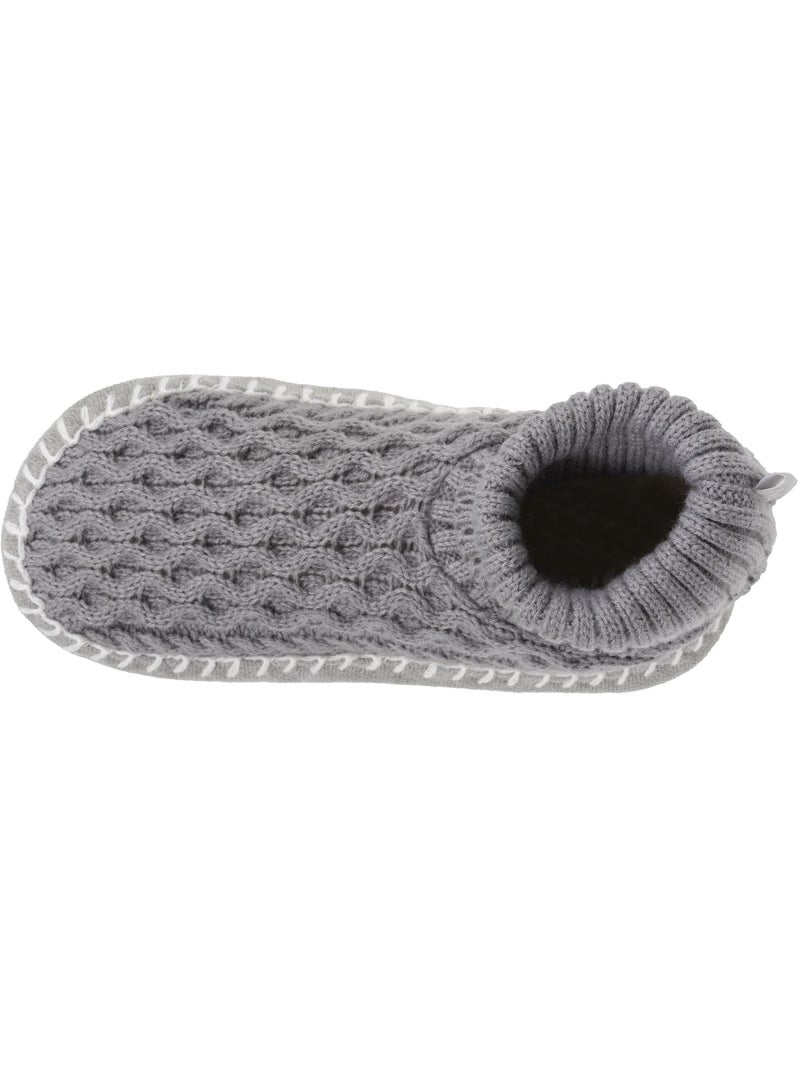 Chaussettes d'intérieur maille torsadée, picots antidérapants femme isotoner Gris Gris - Kiabi