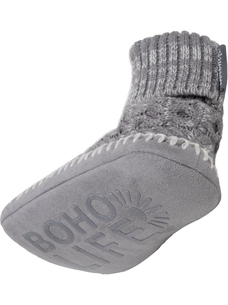 Chaussettes d'intérieur maille torsadée, picots antidérapants femme isotoner Gris Gris - Kiabi