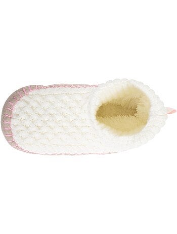 Chaussettes d'intérieur maille torsadée, picots antidérapants femme isotoner