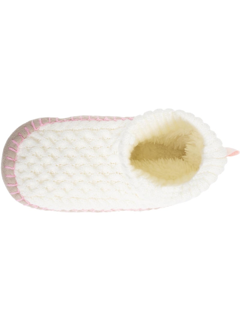 Chaussettes d'intérieur maille torsadée, picots antidérapants femme isotoner Ivoire - Kiabi