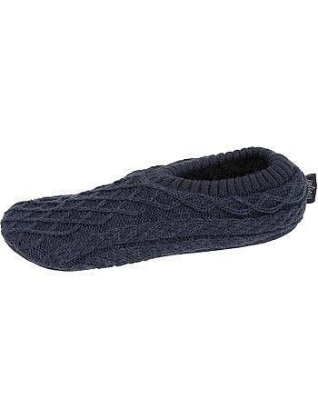 Chaussettes d'intérieur maille torsadée, picots antidérapants homme isotoner