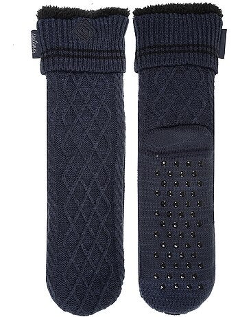 Chaussettes d'intérieur maille torsadée, picots antidérapants homme isotoner