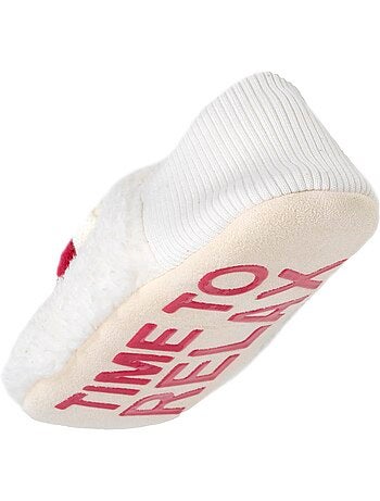 Chaussettes d'intérieur sherpa, picots antidérapants femme isotoner