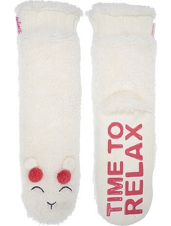 Chaussettes d'intérieur sherpa, picots antidérapants femme isotoner