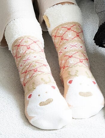 Chaussettes d'intérieur ultra confortables et légères, semelle à picots antidérapants femme Isotoner