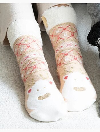 Chaussettes d'intérieur ultra confortables et légères, semelle à picots femme Isotoner