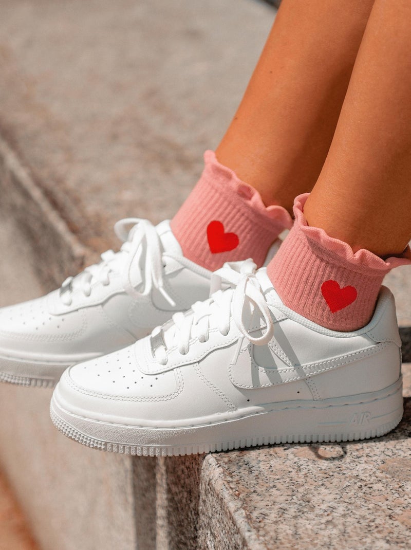 Chaussettes En Coton Coeur Dentelle- SockUp- 35-43 Rose - Kiabi