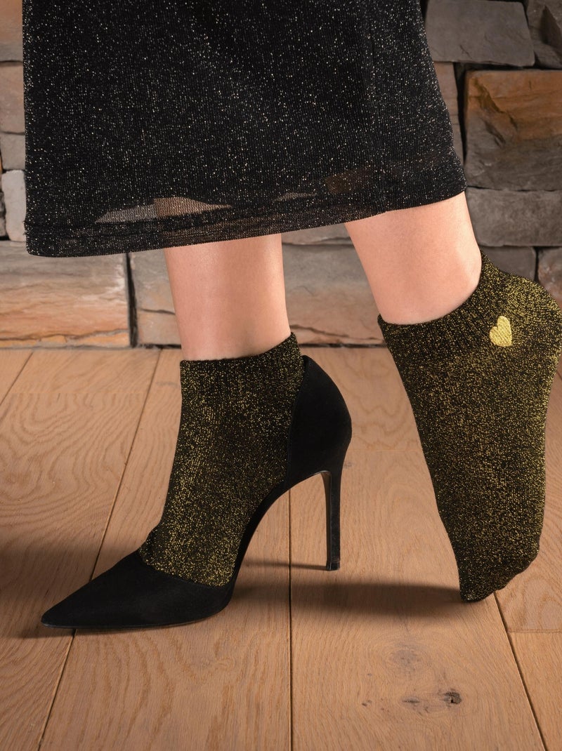 Chaussettes En Coton Coeur Paillette- SockUp- 35-42 Noir Doré - Kiabi