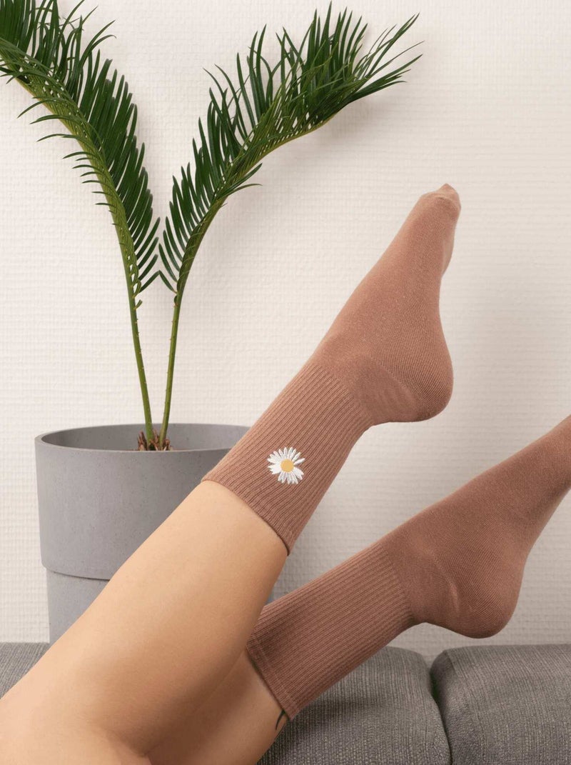 Chaussettes En Coton Fleurs Marguerite- SockUp- 35-43 Marron - Kiabi