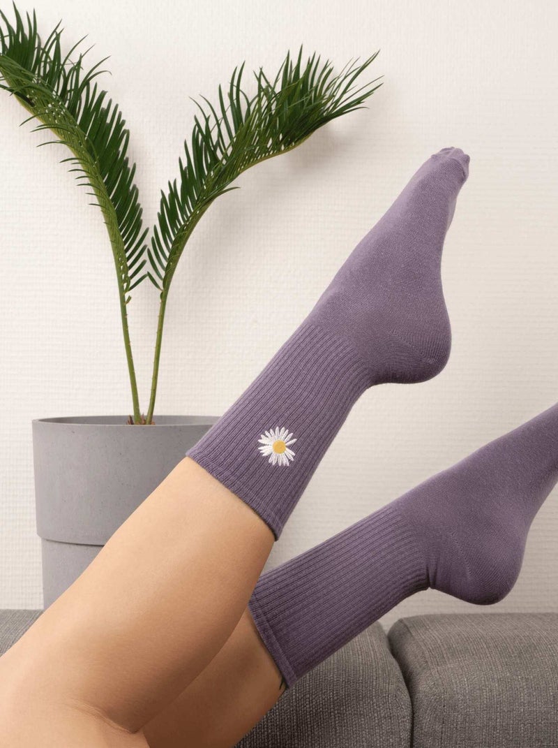 Chaussettes En Coton Fleurs Marguerite- SockUp- 35-43 Violet - Kiabi