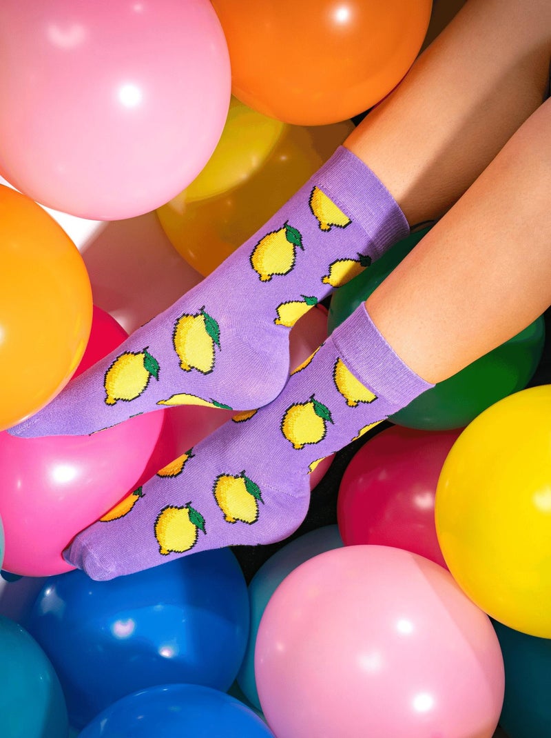 Chaussettes En Coton Fruits- SockUp- 36-44 Violet - Kiabi