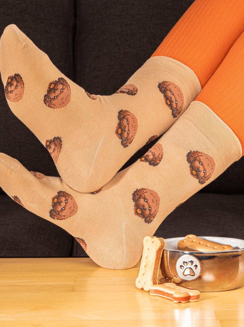 Chaussettes En Coton Hautes Chiens- SockUp- 36-44 Beige - Kiabi