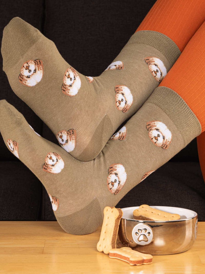 Chaussettes En Coton Hautes Chiens- SockUp- 36-44 Kaki - Kiabi