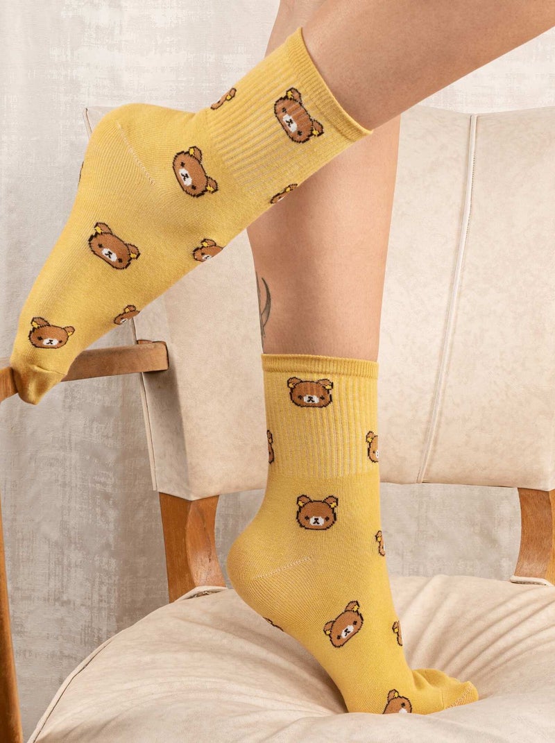 Chaussettes En Coton Hautes Nounours- SockUp- 35-42 Jaune - Kiabi