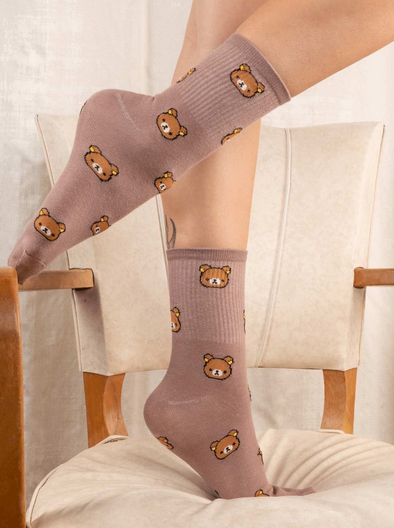 Chaussettes En Coton Hautes Nounours- SockUp- 35-42 Marron - Kiabi