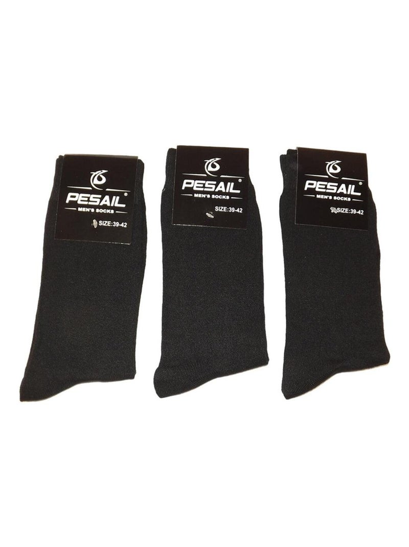 Chaussettes en coton lot de 3 paires Noir - Kiabi