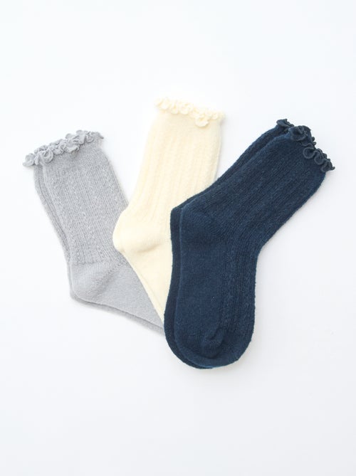 Chaussettes en maille fantaisie finitions froufrous - Kiabi
