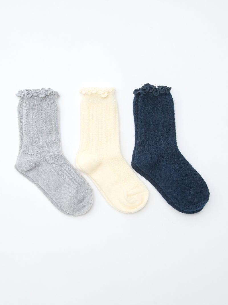 Chaussettes en maille fantaisie finitions froufrous Gris - Kiabi