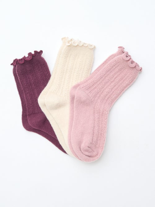 Chaussettes en maille fantaisie finitions froufrous - Kiabi