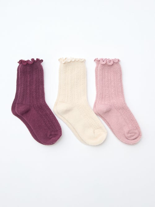 Chaussettes en maille fantaisie finitions froufrous - Kiabi