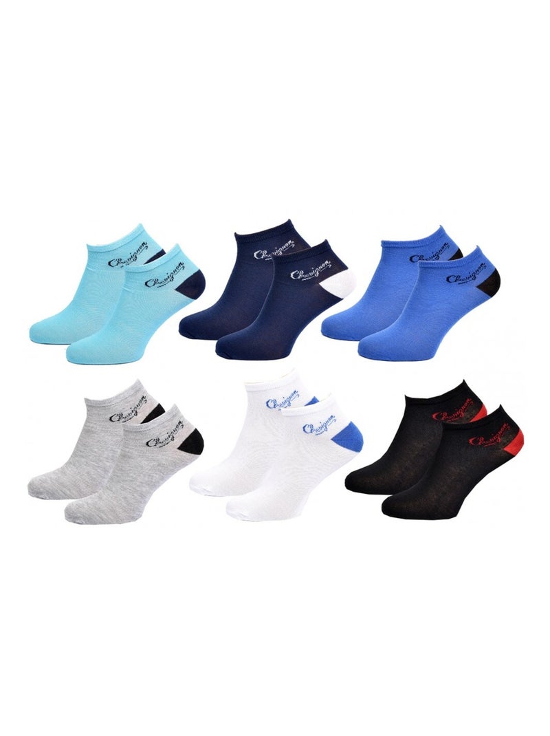 Chaussettes Enfant CHEVIGNON - Pack de 6 Bleu Gris anthracite Blanc - Kiabi