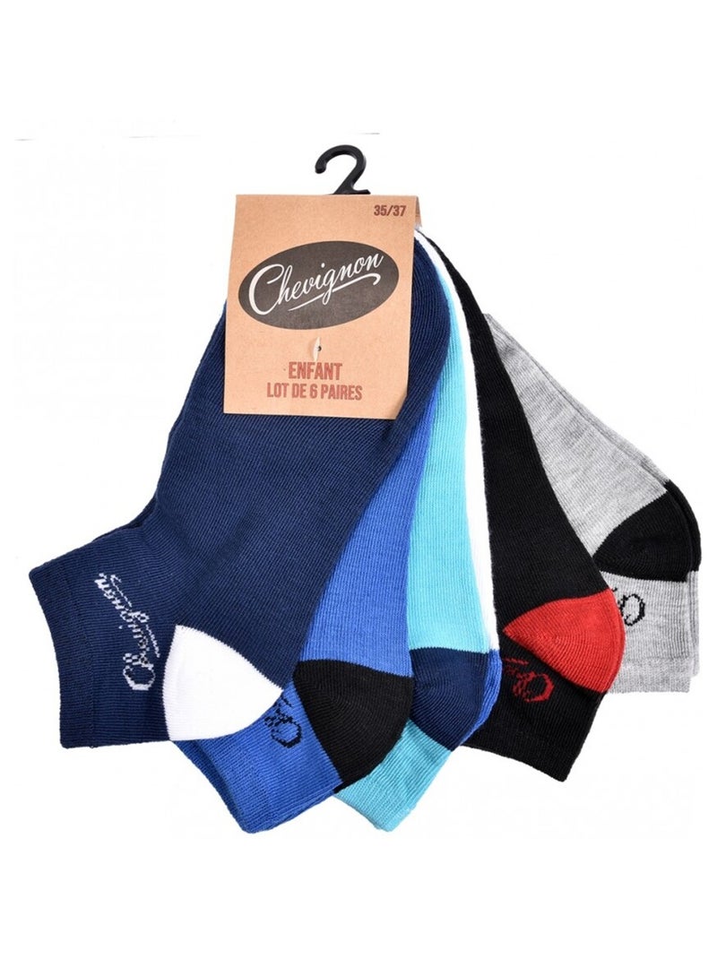 Chaussettes Enfant CHEVIGNON - Pack de 6 Bleu Gris anthracite Blanc - Kiabi